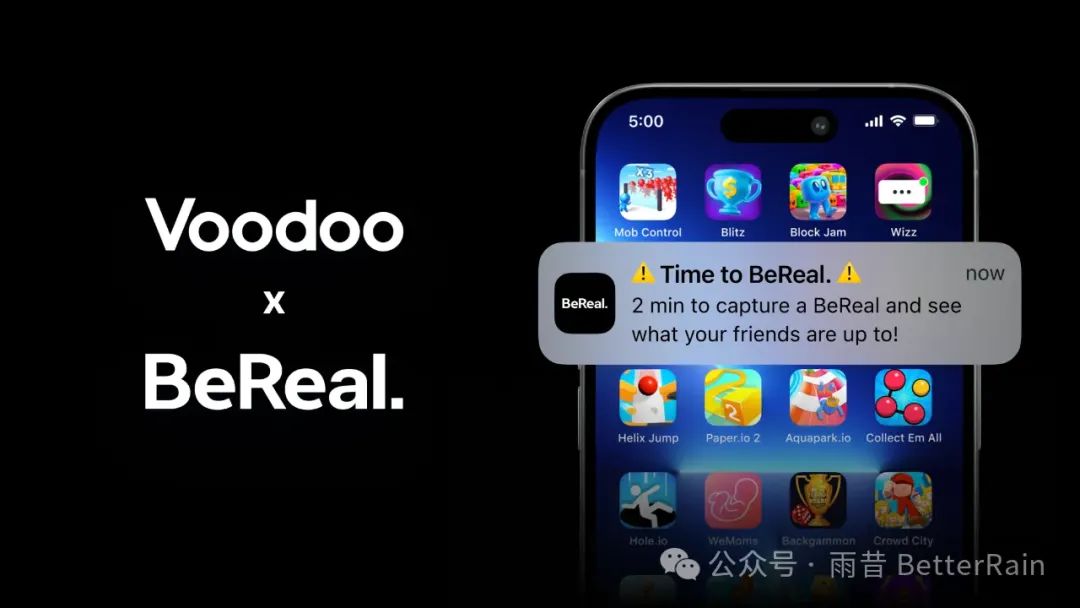 【海外并购】游戏商Voodoo以5亿欧元收购BeReal