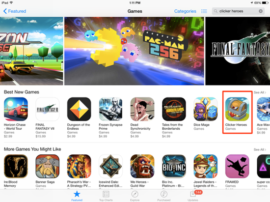 《点击英雄》受热捧 上线即被IOS、Google Play推荐