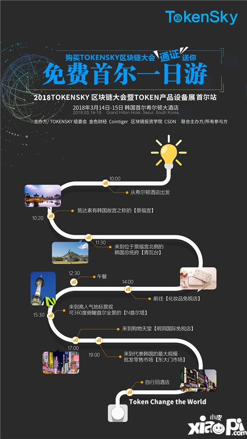 送！购买TOKENSKY区块链大会通证 豪送首尔一日游